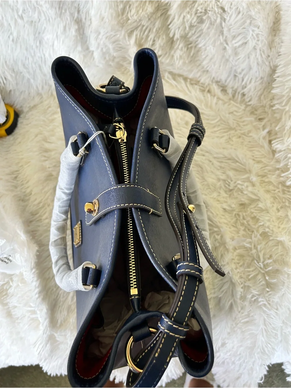 Dooney & Bourke Perry Saffiano Leather Satchel in Marine